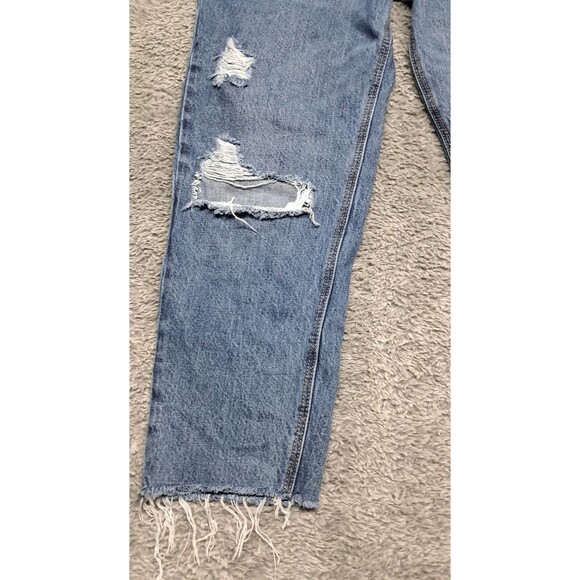 Old Navy Jeans Womens Sz 2 Slouchy Straight Leg Denim Blue ButtonFly Distressed - Picture 3 of 13